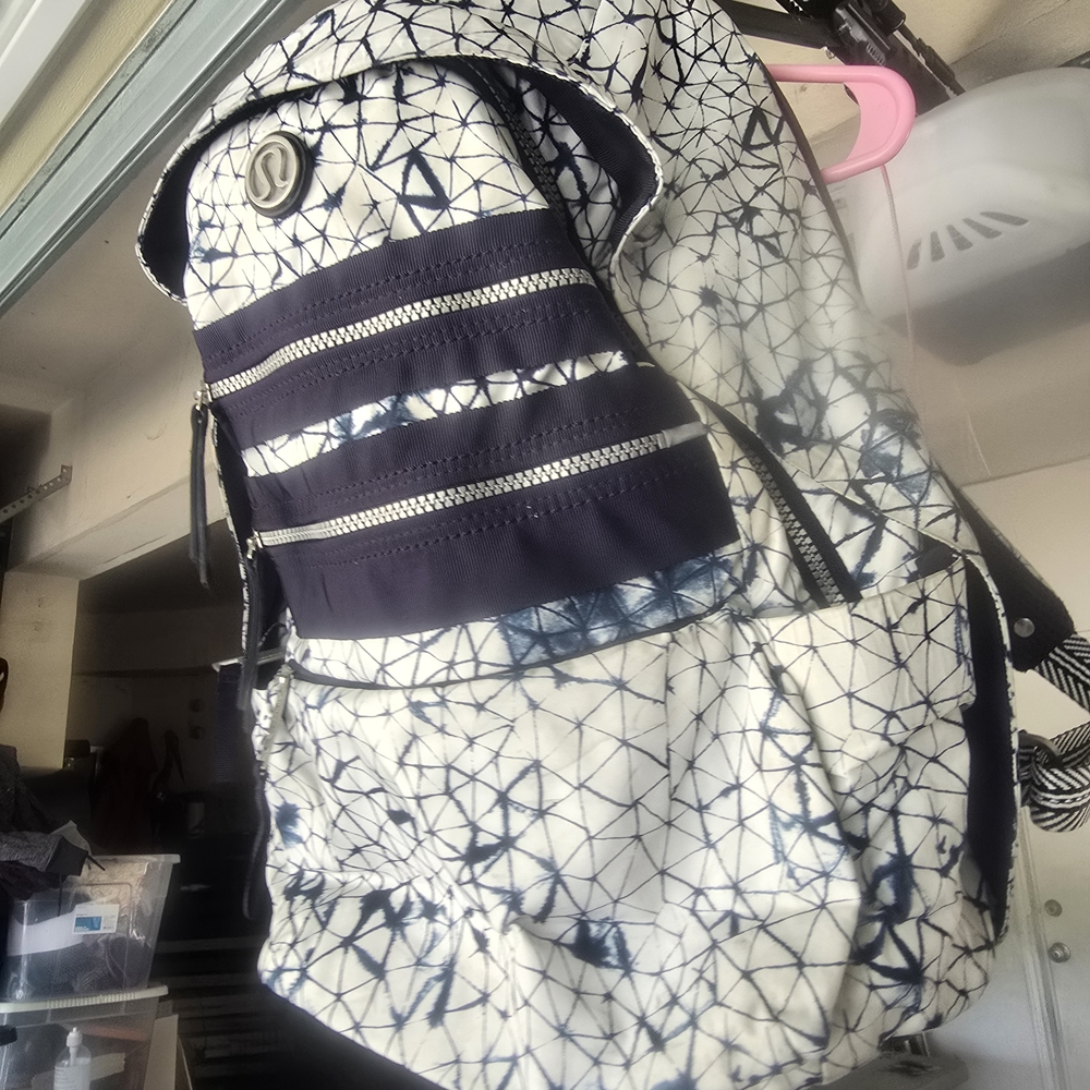 lululemon athletica Blue and White Artistic Backpack
